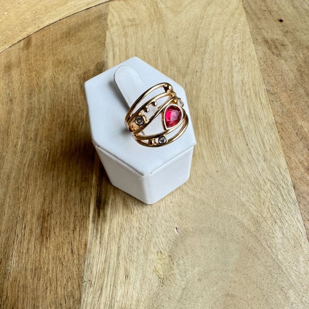 RED RUBY STONE  BRIDAL RING S6 - Picture 4 of 6